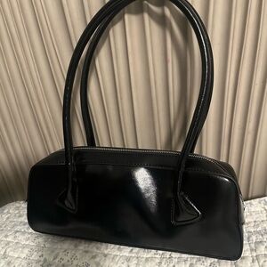 & Other Stories Glossy Black Shoulder Bag